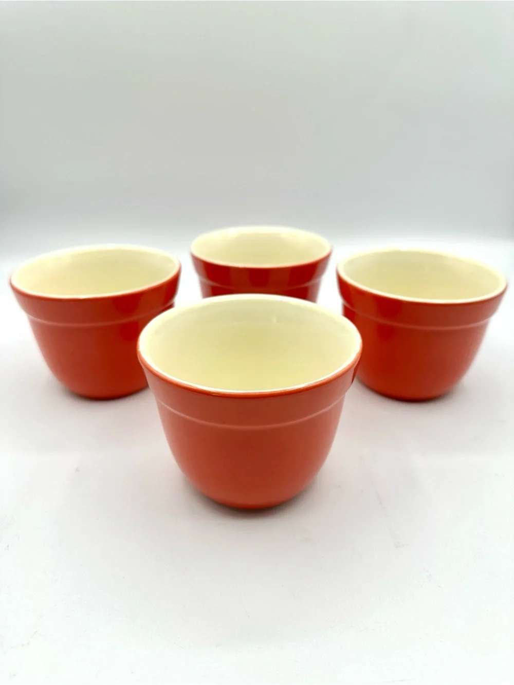 4 Crate&Barrel Red Stoneware Ramekins or Custard Cups